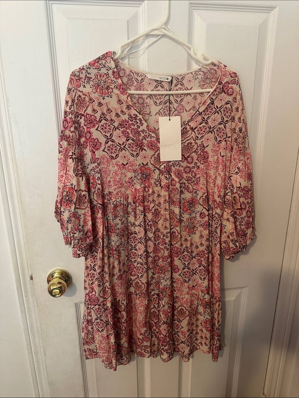 Zara Boho Pink Floral Tunic Dress